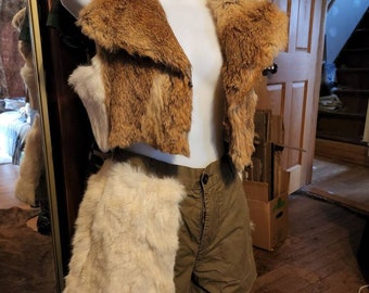 Real Rabbit Fur Vest and Short Costume 