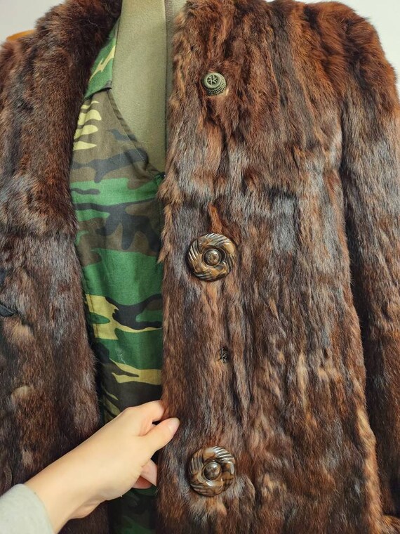 Vintage mink fur trench coat size large 1930s 194… - image 3