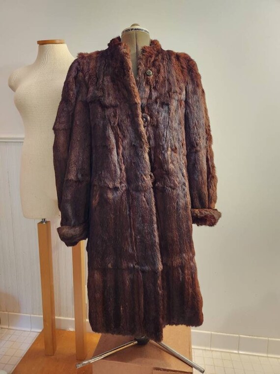 Vintage mink fur trench coat size large 1930s 194… - image 1