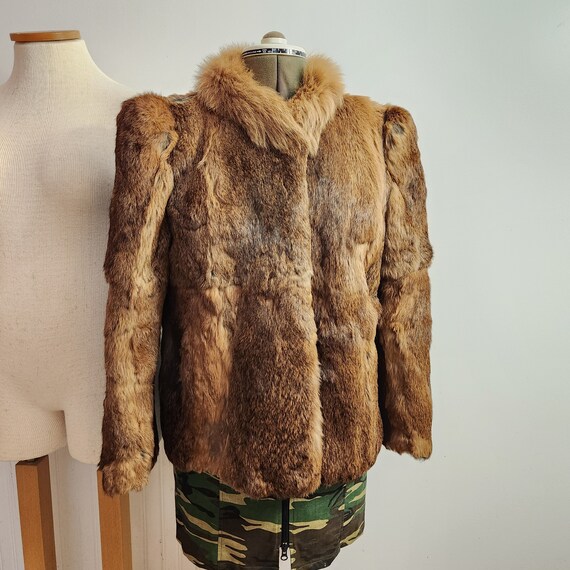 Vintage rabbit and fox fur coat size medium real … - image 2