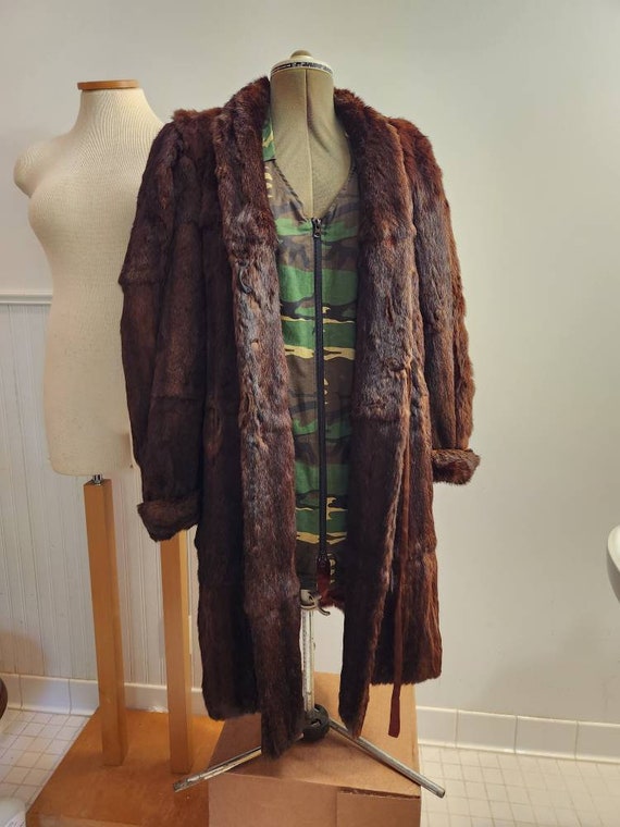 Vintage mink fur trench coat size large 1930s 194… - image 2