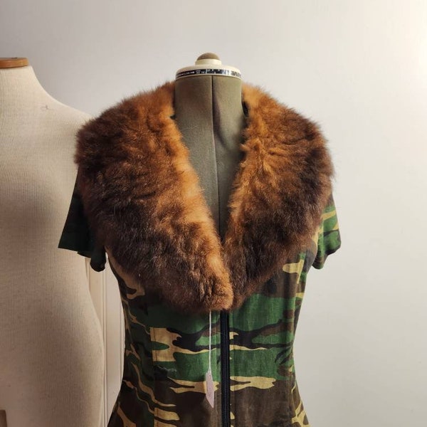 Real vintage coyote fur collar with pins real coyote fur mantle silk lined 1950s mid century real fur stole