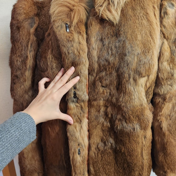 Vintage rabbit and fox fur coat size medium real … - image 3