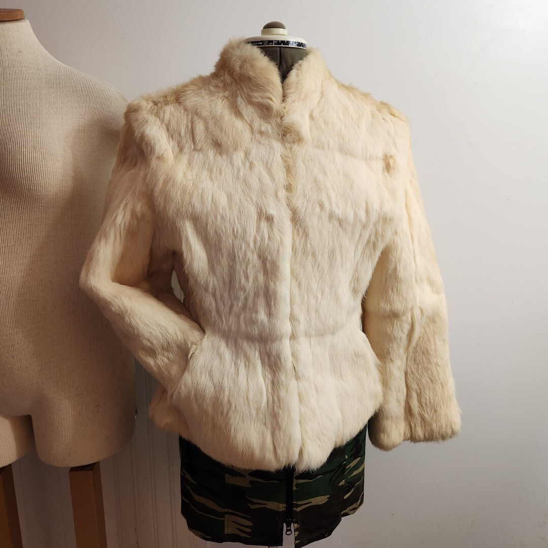 Vintage White Rabbit Fur Coat Size Small to Medium Real Rabbit Etsy