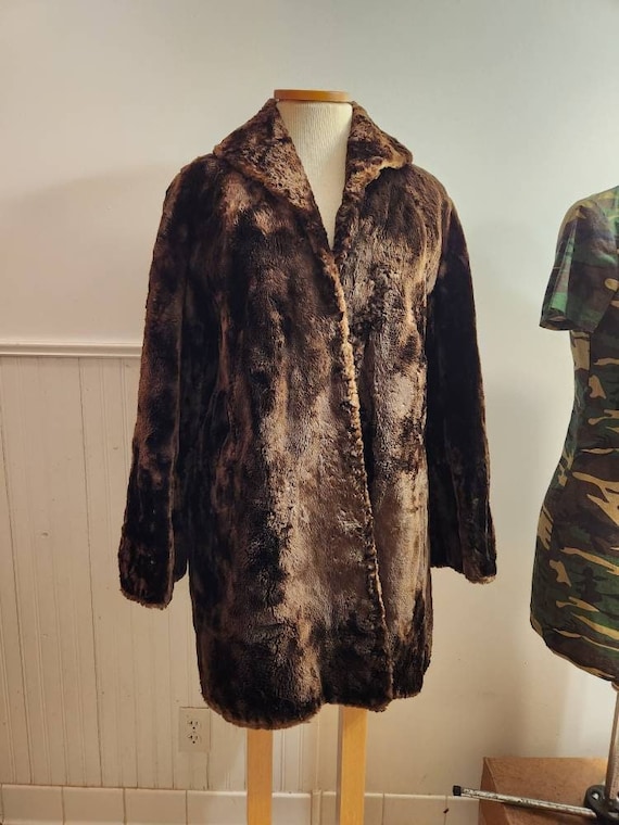 Vintage 2X real sheared rabbit fur coat shaved rab