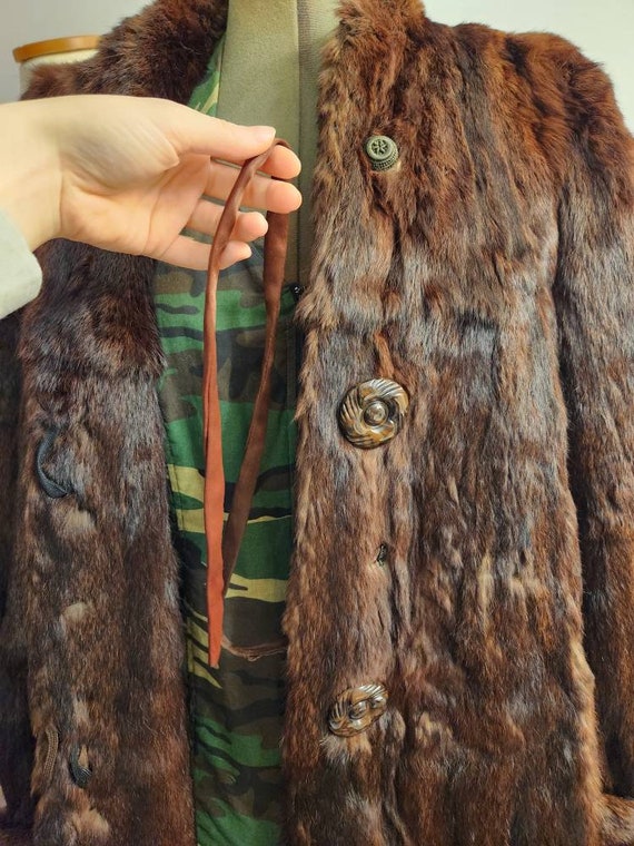 Vintage mink fur trench coat size large 1930s 194… - image 4