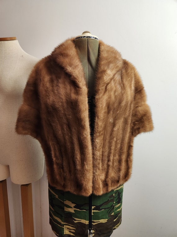 Mink fur coat ring collar long sleeve • brown color