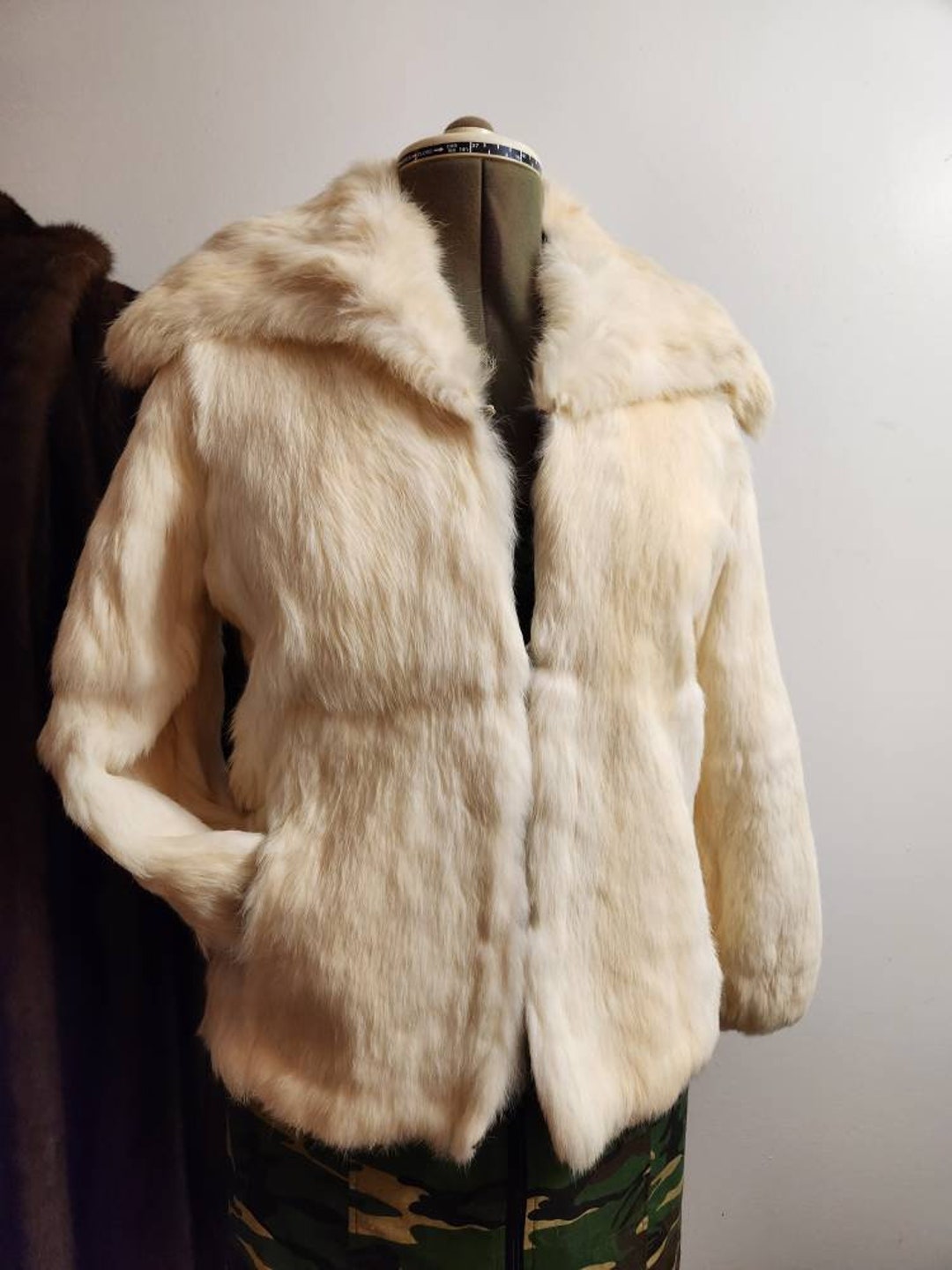 Vintage Rabbit Fur Coat Real Fur White Rabbit Fur Coat Size Etsy