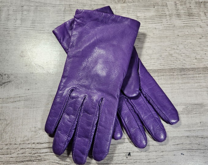 Vintage Purple Leather Gloves Ladies Medium Gloves 1980s 1990s Etsy