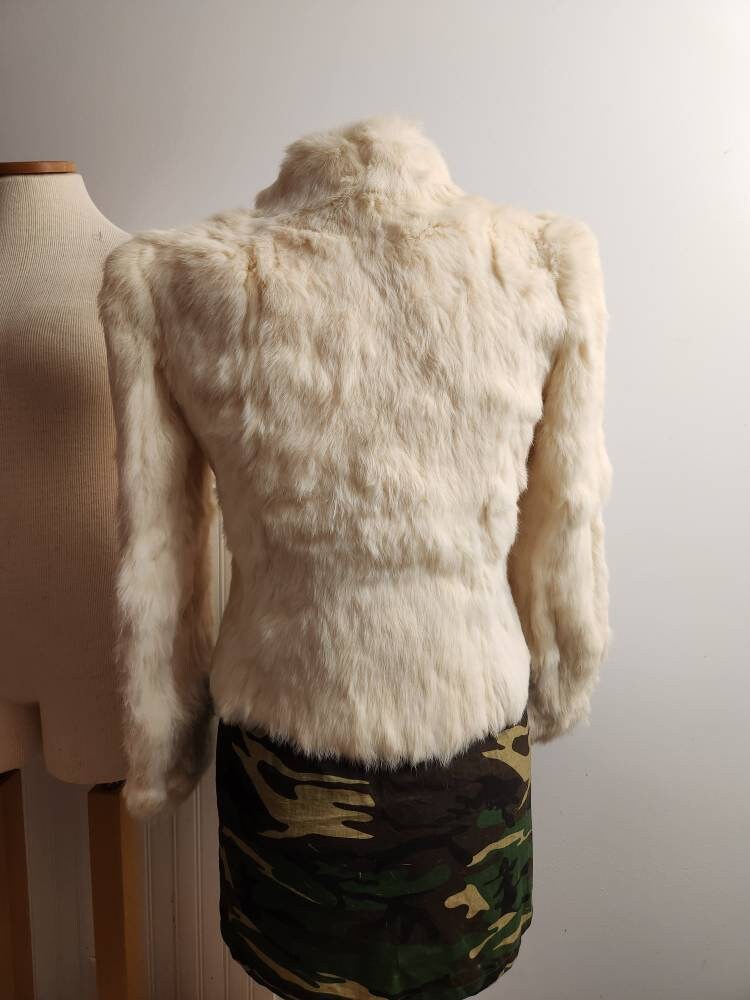 Vintage White Rabbit Fur Coat Size Medium Real Fur Coat 1960s Etsy