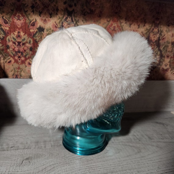 Vintage arctic fox fur and curly lambskin hat rea… - image 4