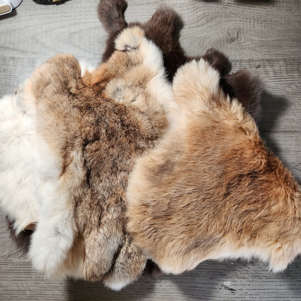 1 mystery rabbit pelt vintage 2nd hand real fur bunny pelts