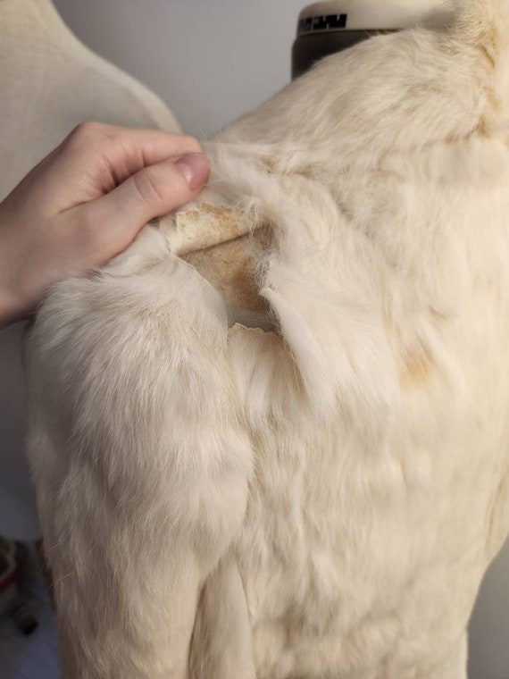 Vintage white rabbit fur coat 1980s winter coat real … Gem