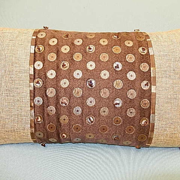 Sparkly Gold Linen Pillow - Brown, Blue, Taupe - Decorative, Couch, Living Room, Bed Pillow