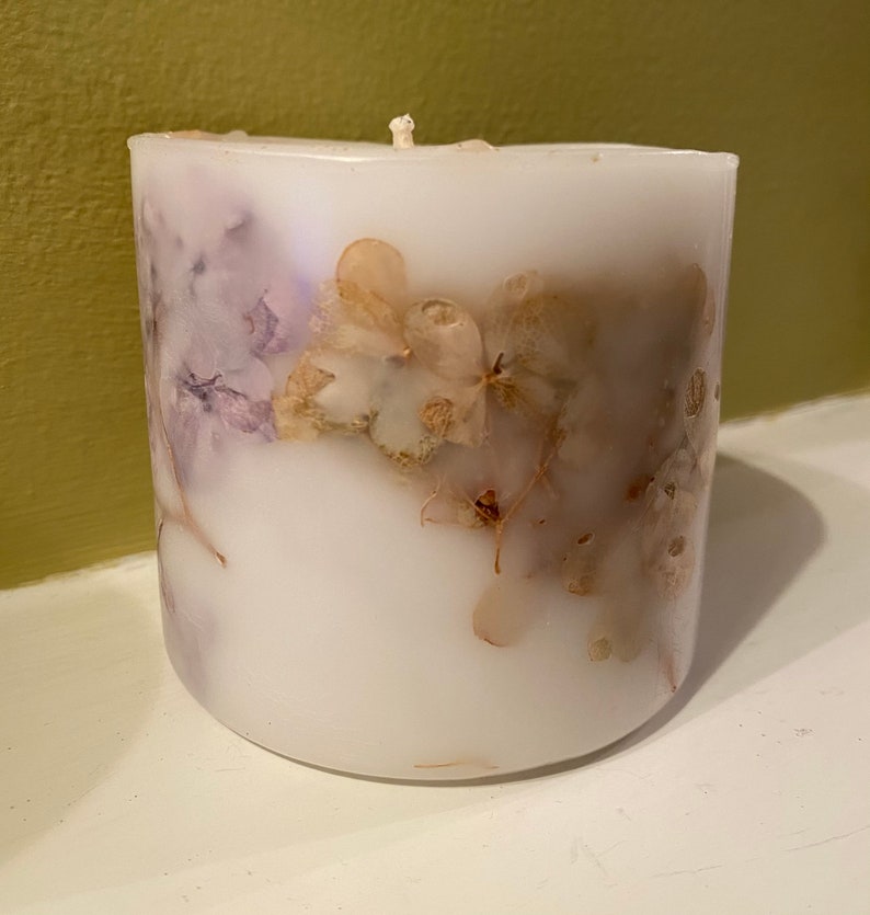 Paraffin Candle Unique Floral Candles Handmade Natural Pressed Etsy