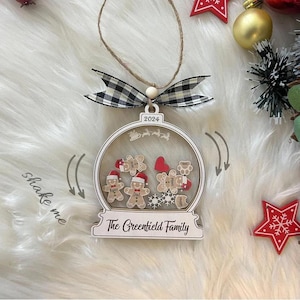 Personalized Family Gingerbread Ornament: Custom Wooden Christmas Decoration