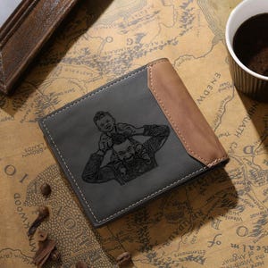 Cartera de cuero de foto personalizada para hombres El mejor regalo para papá, cartera de foto personalizada con nombre personalizable