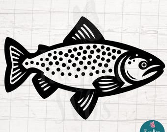 Salmon Fish SVG PNG Cut File for Cricut, Silhouette, Sublimation, Laser Engraving, Printable Clipart, Freshwater Fishing Art