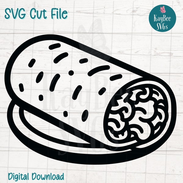 Burrito SVG Cut File for Cricut, Silhouette, Digital Download, Printable Clipart, Commercial Use, Clip Art, Laser Stencil Outline