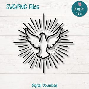 Duif met halo-effect SVG PNG-bestanden knippen voor Cricut, silhouet digitale download, lasergravure, afdrukbare sublimatie, commercieel gebruik