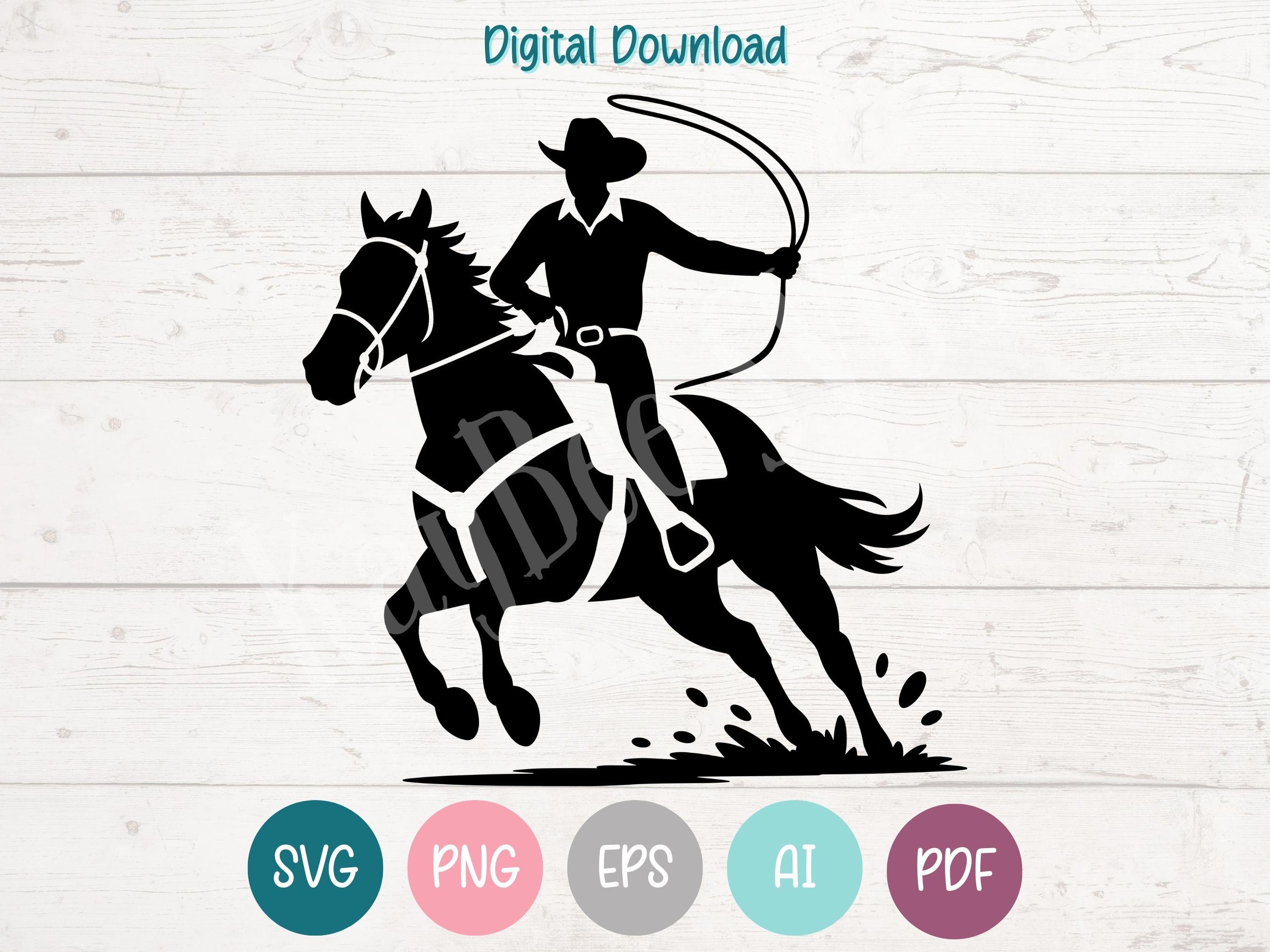 Cowboy Calf Roping SVG, Western Horse Clipart (digital) - Etsy