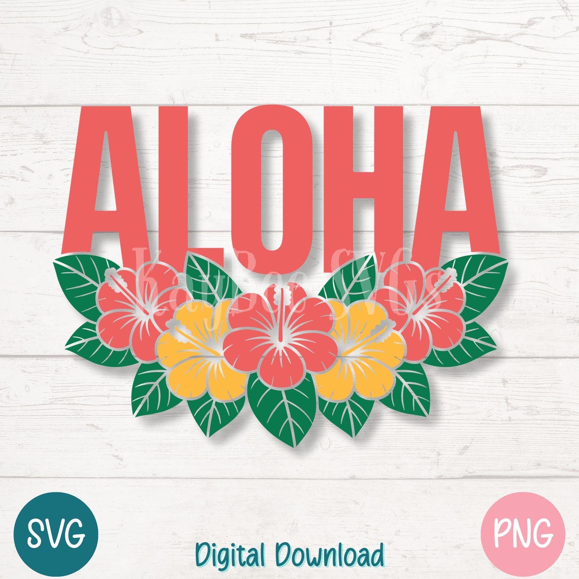 Aloha Hibiscus Flowers SVG, PNG, Hawaiian Summer Clipart (digital