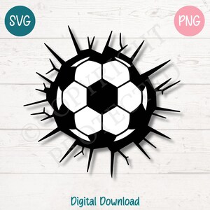 Soccer Ball SVG PNG Cut Files for Cricut, Silhouette Digital Download, Laser Engraving, Sublimation Printable, Commercial Use Clipart