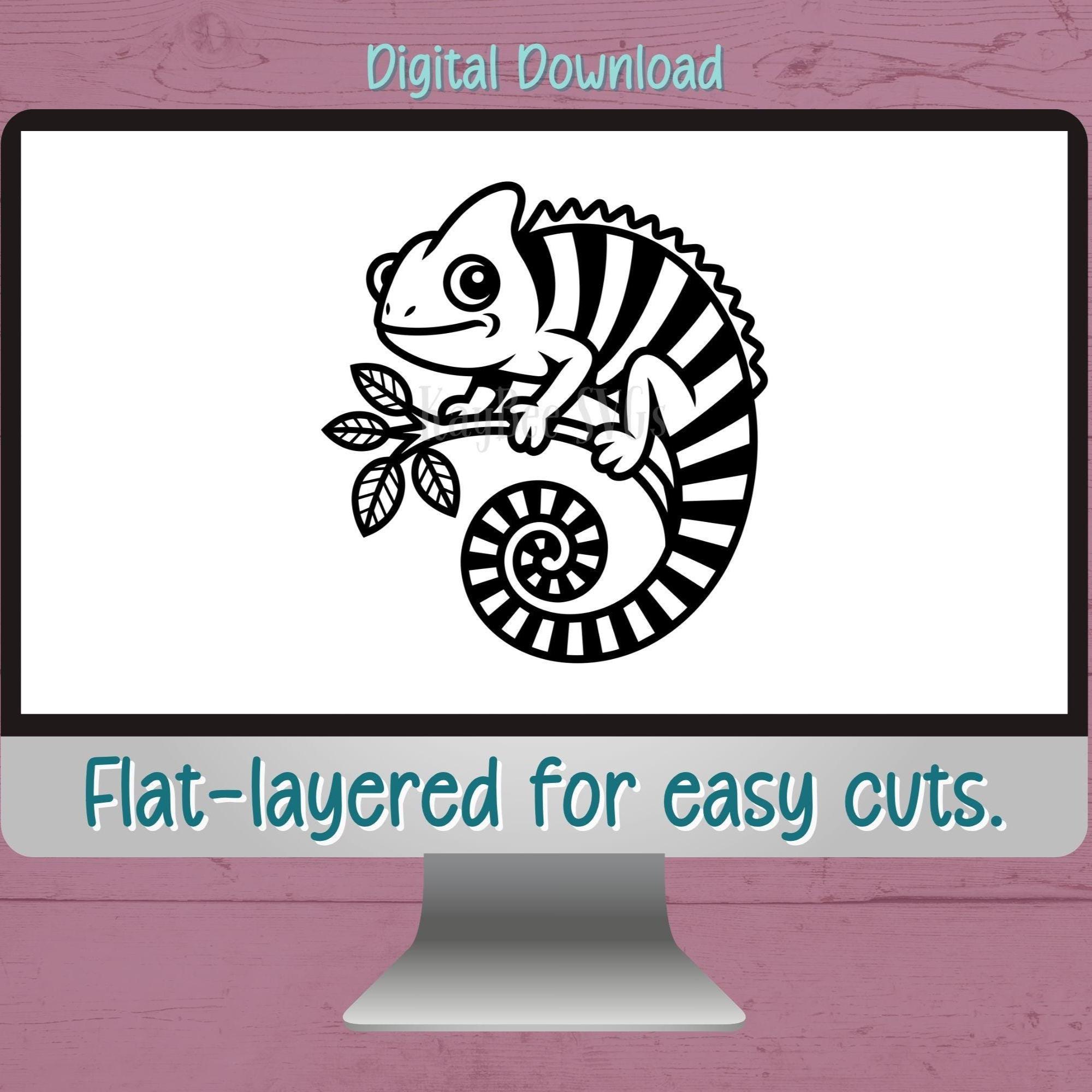 Chameleon SVG PNG Clipart Cut Files for Cricut, Silhouette, Laser ...