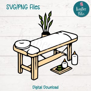 Massagetafel SVG PNG-bestanden knippen voor Cricut, silhouet digitale download, lasergravure, afdrukbare sublimatie, commercieel gebruik clipart