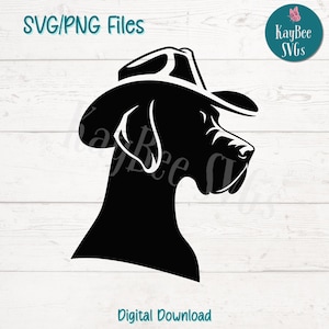 Great Dane in Cowboy Hat SVG PNG Cut Files for Cricut, Silhouette Digital Download, Laser Engraving, Sublimation Printable, Commercial Use