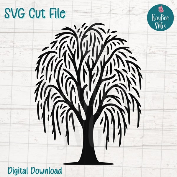 Willow Tree SVG Cut File for Cricut, Silhouette, Digital Download, Printable Clipart, Commercial Use, Clip Art, Laser Stencil Outline