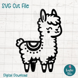Lama mignon SVG coupe fichier pour Cricut, Silhouette, téléchargement numérique, clipart imprimable, tout usage commercial, clipart, contour au pochoir laser