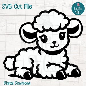 Agneau SVG coupe fichier pour Cricut, Silhouette, téléchargement numérique, clipart imprimable, tout usage commercial, clipart, contour au pochoir laser