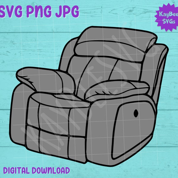 Recliner Chair SVG PNG JPG Clipart Digital Cut File Download for Cricut Silhouette Sublimation Printable Art - Commercial Use