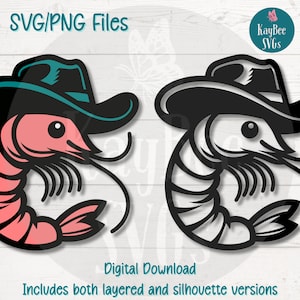 Cowboygarnalen SVG | PNG-bestanden knippen voor Cricut, silhouet, digitale download, afdrukbare clipart, illustraties voor commercieel gebruik, sublimatie