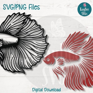 Betta Fisch SVG | PNG-Schnittdateien für Cricut, Silhouette, digitaler Download, druckbare Clipart, kommerzielle Nutzung Clip Art, Sublimation