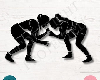 Female Wrestlers SVG PNG Clipart Cut Files for Cricut, Silhouette, Laser Engraving, Sublimation (Digital)