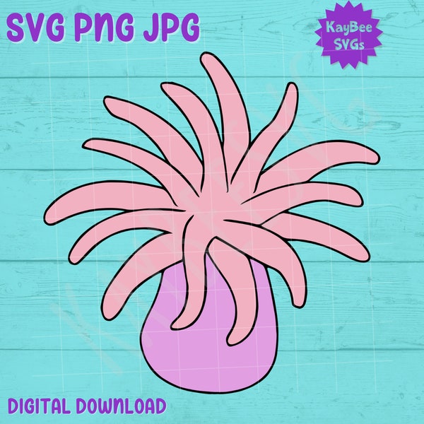 Sea Anemone SVG PNG JPG Clipart Digital Cut File Download for Cricut Silhouette Sublimation Printable Art - Commercial Use