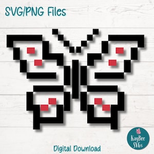 8-Bit Schmetterling SVG PNG Schnittdateien für Cricut, Silhouette digitaler Download, Lasergravur, Sublimation druckbar, kommerzielle Nutzung Clipart