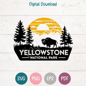 Yellowstone SVG PNG Clipart-klippfiler för Cricut, Silhouette, Lasergravyr, Sublimering (Digital)