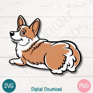 Corgi SVG PNG Cute Cartoon Puppy Clipart for Dog Lovers | Cut Files for Cricut, Silhouette, Sublimation, Laser Engraving, Printable Clip Art