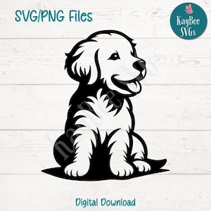 Golden Retriever Puppy SVG PNG Cute Dog Clipart for Pet Lover and Family Crafts | Cut Files for Cricut, Silhouette, Laser Engraving, Print