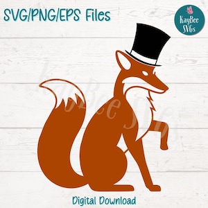 Raposa de cartola SVG PNG - Clipart de animal elegante para artesanatos da floresta e sofisticados | Arquivo de corte para Cricut, Silhouette, gravação a laser, sublimação