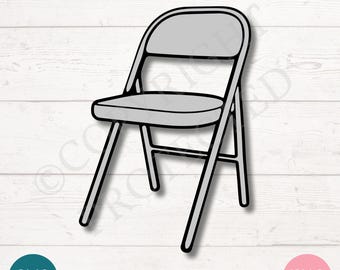 Metal Folding Chair SVG PNG Cut Files for Cricut Silhouette Digital Download, Laser Engraving, Sublimation Printable, Commercial Use Clipart