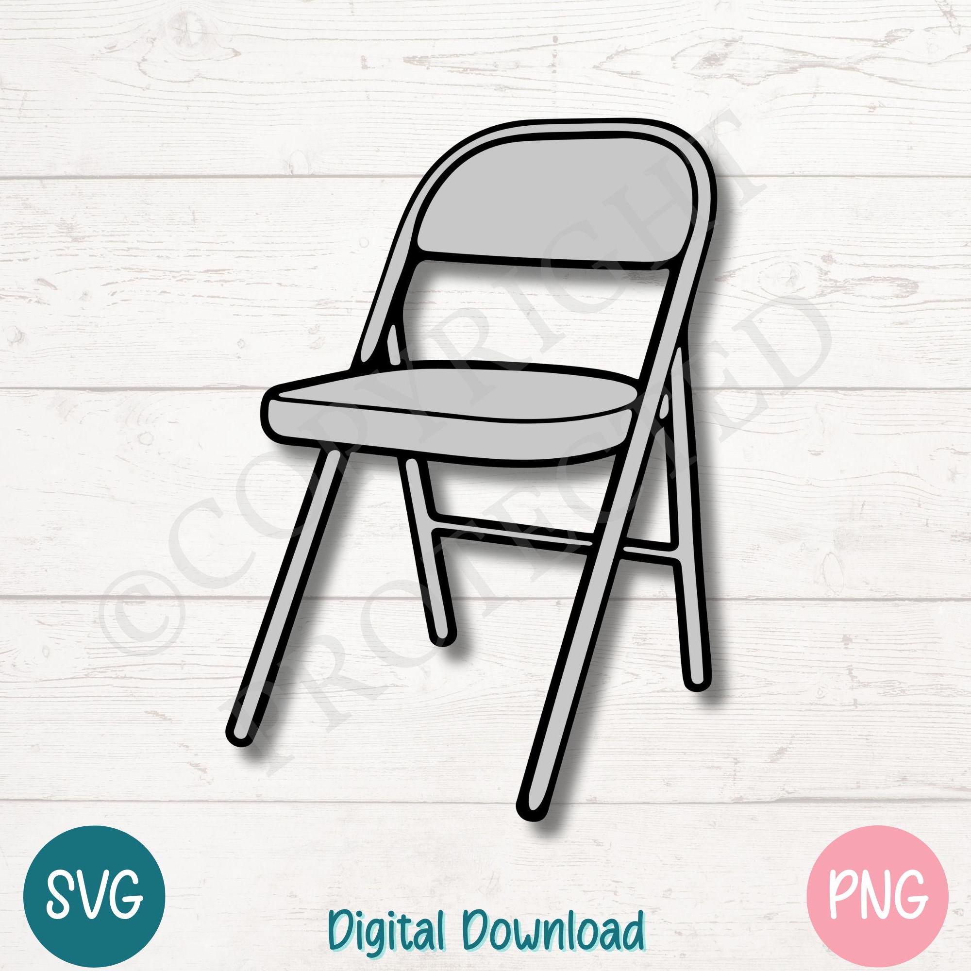 Cadeira dobrável de metal SVG PNG Arquivos de corte para Cricut Silhouette Digital Download, Gravação a laser, Sublimação para impressão, Clipart de uso comercial