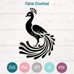 Peacock SVG PNG Clipart Cut Files for Cricut, Silhouette, Laser Engraving, Sublimation (Digital)