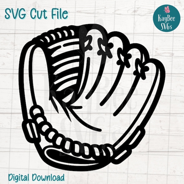 Baseball Glove SVG Cut File for Cricut, Silhouette, Digital Download, Printable Clipart, Commercial Use, Clip Art, Laser Stencil Outline