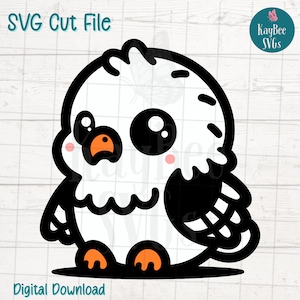 Águila bebé SVG PNG, lindo pájaro clipart para manualidades patrióticas y de vida silvestre / Archivo de corte para Cricut, silueta, grabado láser, arte de sublimación