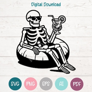 Opblaasbaar skelet SVG: zomer clipart voor Cricut, silhouet (digitale download)