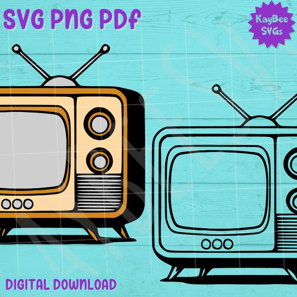 Retro Television Antenna Tv SVG PNG PDF Clipart Digital Cut File Download for Cricut Silhouette Sublimation Printable Art - Commercial Use